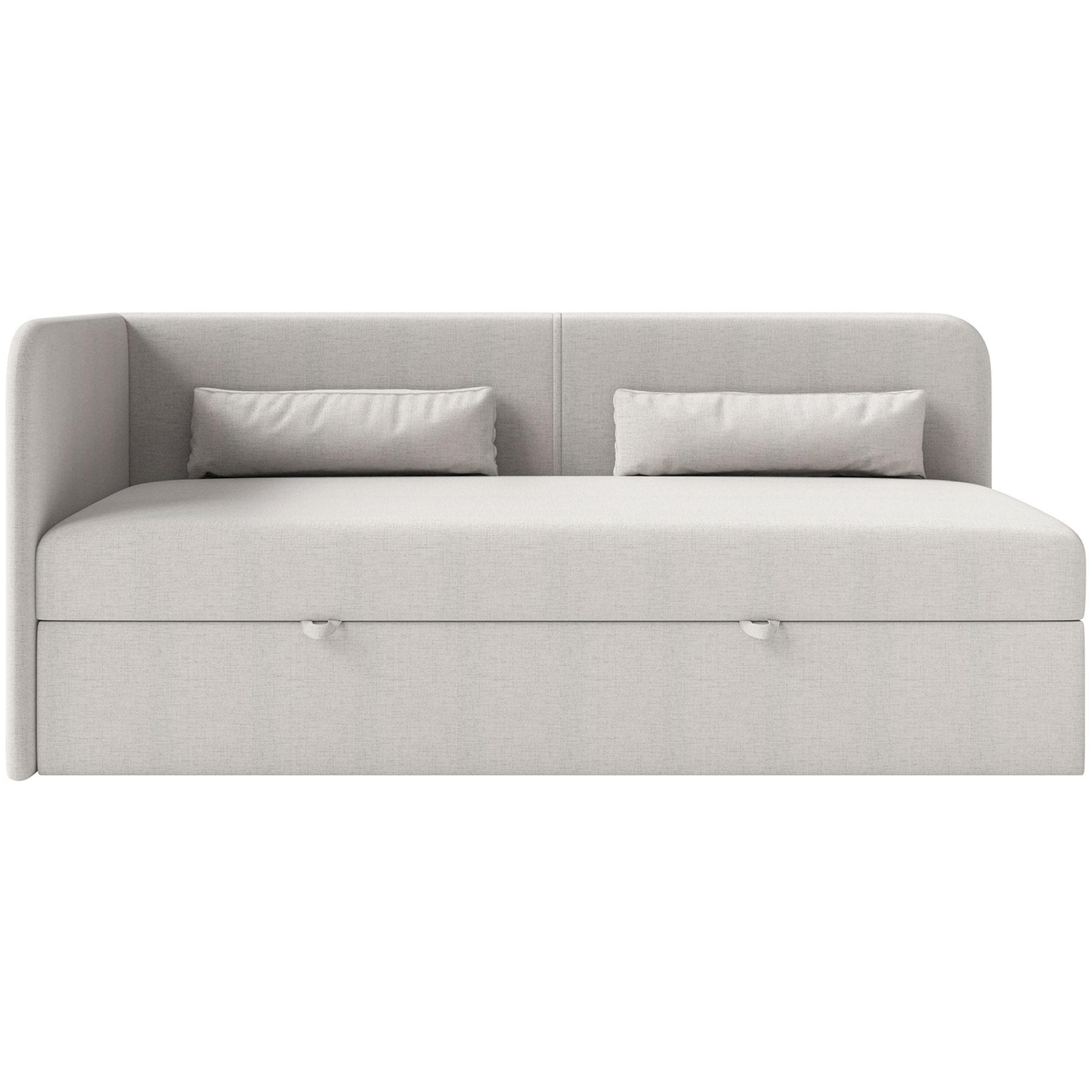 JUGENDBETT Calmmo Hellgrau mit Chenille-Bezug, Kopfteil links - Hellgrau, Textil (90/200cm) - Selsey