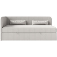 JUGENDBETT Calmmo Hellgrau mit Chenille-Bezug, Kopfteil links - Hellgrau, Textil (90/200cm) - Selsey