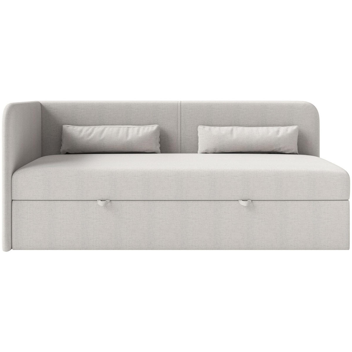 JUGENDBETT Calmmo Hellgrau mit Chenille-Bezug, Kopfteil links - Hellgrau, Textil (90/200cm) - Selsey