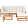 LOUNGE SET 5-Sitzer Bambusholz hellbraun 3-teilig Auflagen cremeweiß Cerreto - Creme, Holz - Beliani