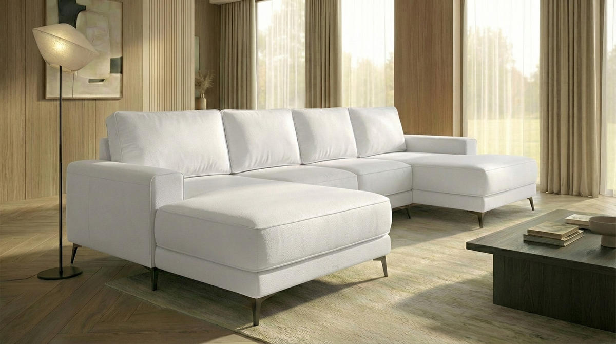 ECKSOFA VALTOR 320 cm x 185 cm – Stoff: ECO CAYENCE Weiss 1111 Farbe: Weiß - Weiß, Textil (320/185cm) - A&J MöbelLand