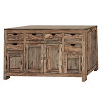 SIDEBOARD Sheesham 180x45x95 grau geölt NATURE GREY #84 - Grau, Holz (180/95/45cm) - Massivmoebel24