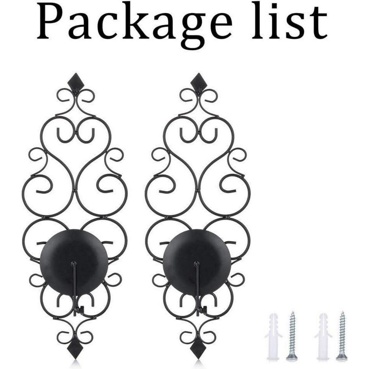 WANDKERZENHALTER 2er Set Metall Schwarz 37,6 cm - Schwarz, Metall (9/37.6/14cm)