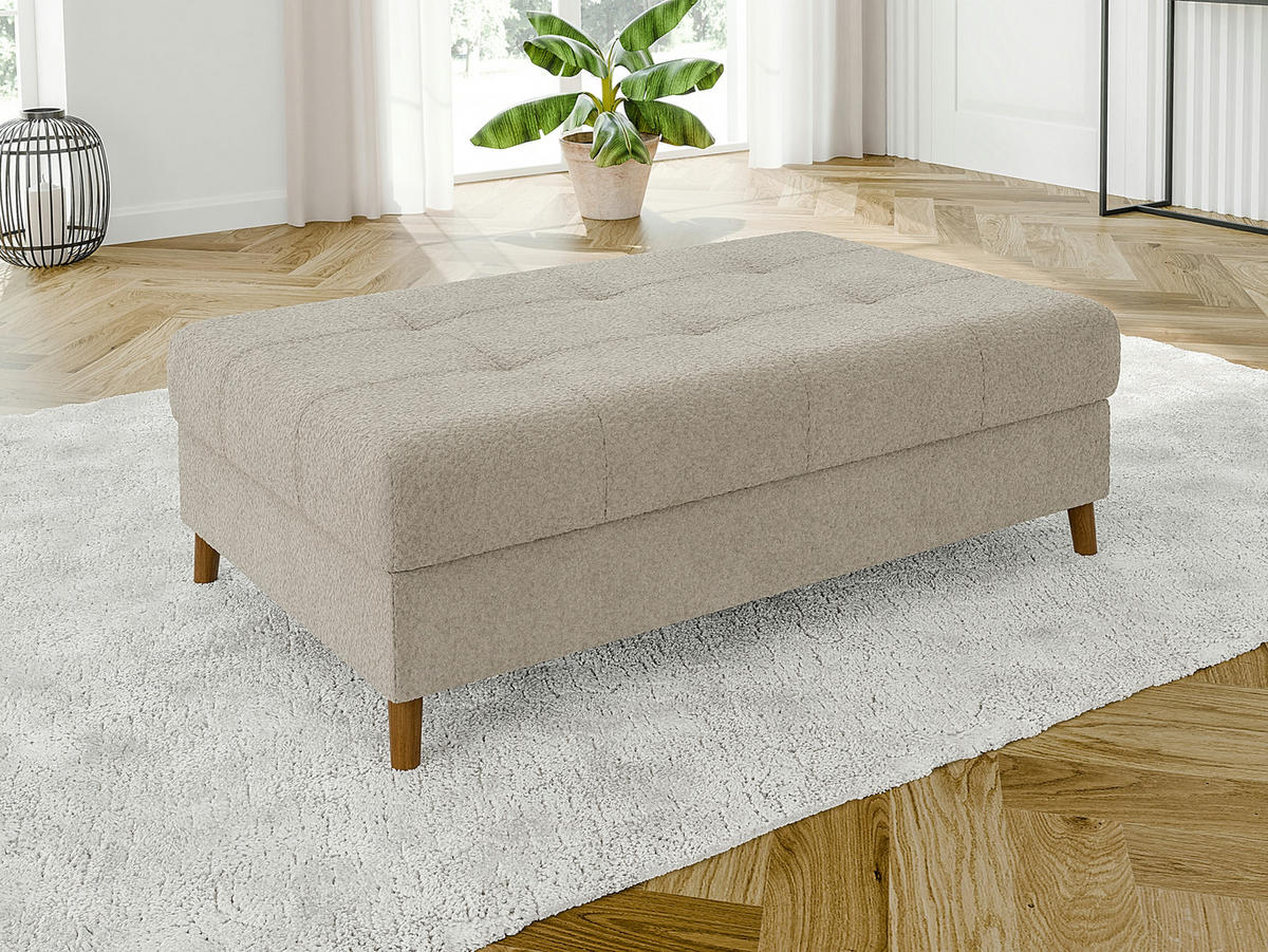 ECKSOFA inkl. Hocker Henrik Beige Boucle - Ottomane rechts - Beige/Braun, Holz/Textil (231/161cm) - S-Style Möbel