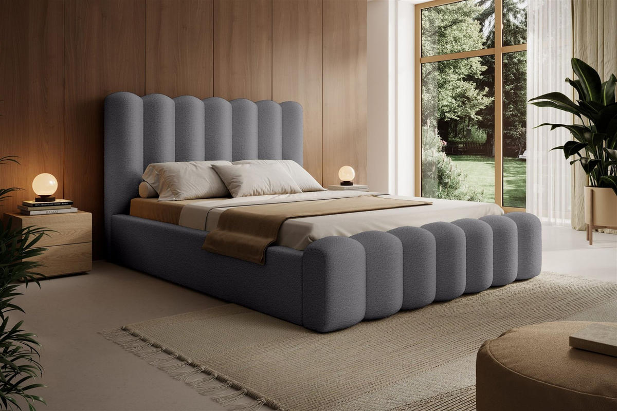 POLSTERBETT Macon Stoff Euphoria - Grau, Holzwerkstoff/Textil (140/200cm) - Fun Möbel