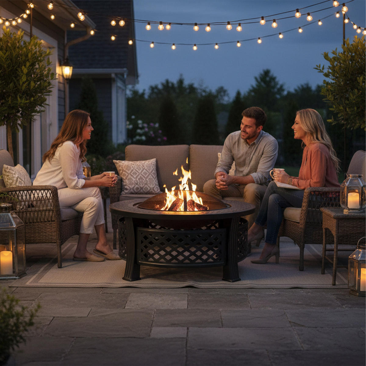 FEUERSCHALE - Schwarz, Metall (81/50/81cm) - Relaxdays