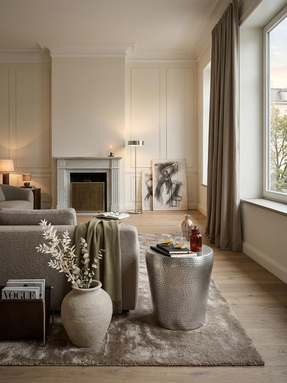 BEISTELLTISCH – Rund Silber Aluminium Hammerschlag 42 cm orientalisch - Silberfarben, Metall (41/41/41cm) - KADIMA DESIGN