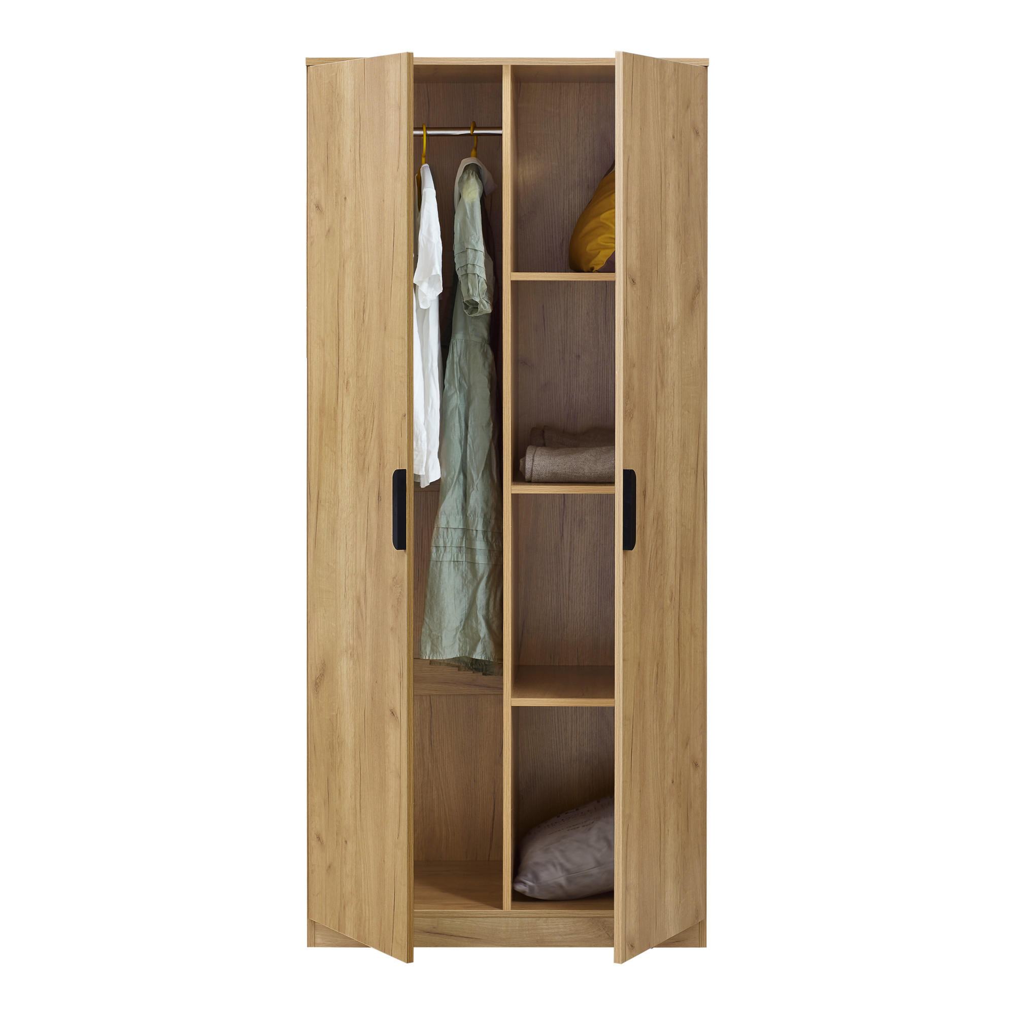 KLEIDERSCHRANK Eiselfing - Eichefarben, Holzwerkstoff (80/176/52cm) - [en.casa]