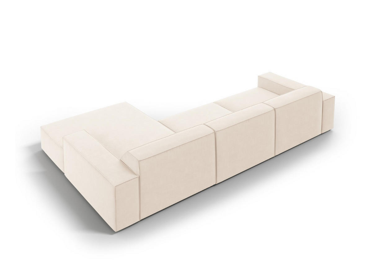 ECKSOFA rechts Jodie aus Samt leichtes beige 4 Sitzplätze - Beige, Textil (166/284cm) - Micadoni