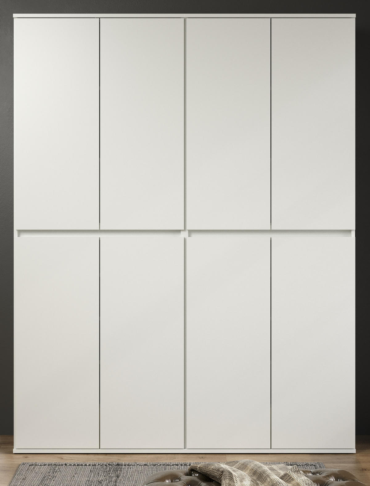 GARDEROBENSCHRANK weiß 148 x 191 cm, Schuhschrank 8-türig - Schwarz/Weiß, Holzwerkstoff/Kunststoff (148/191/34cm) - Top.Furn