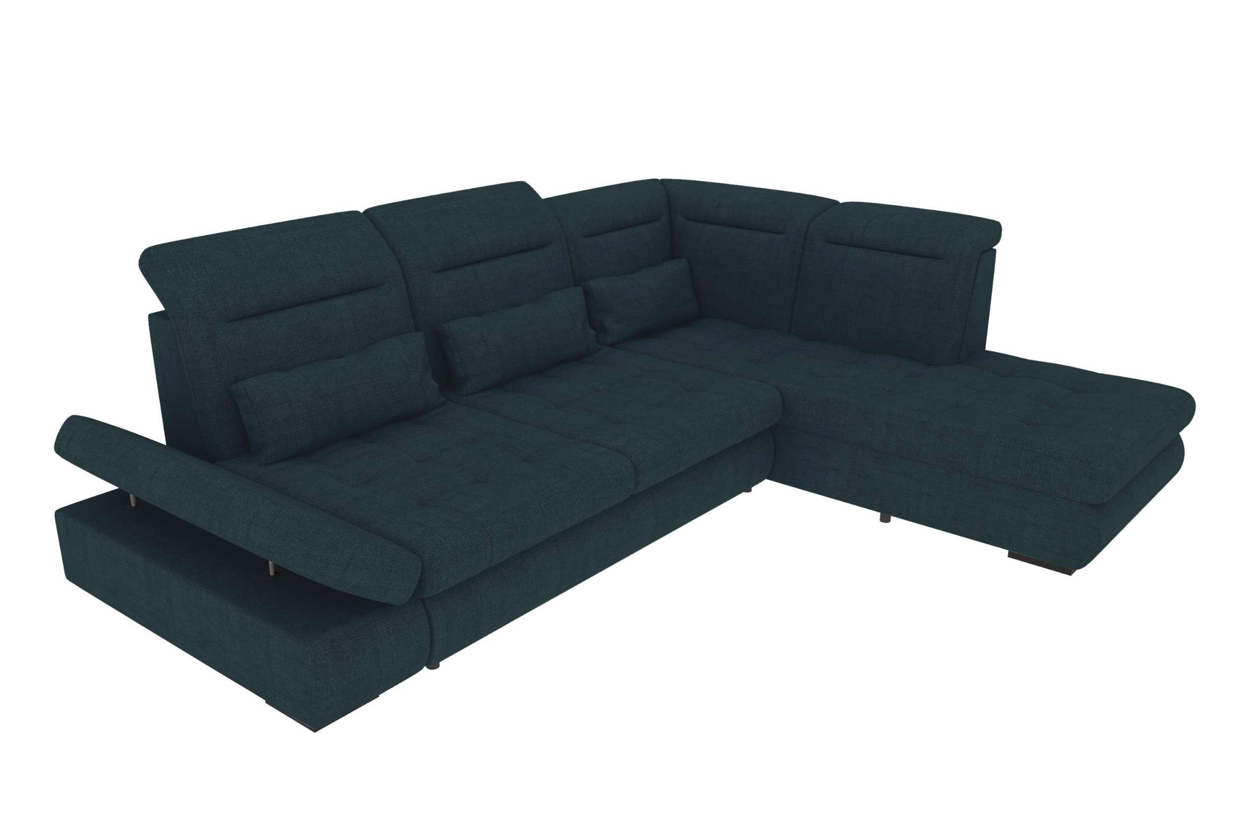 ECKSOFA Toscana Velours inkl. Schlaffunktion - Dunkelblau, Textil (279/227cm) - 99rooms
