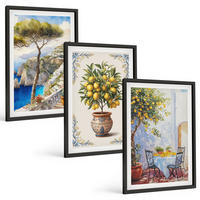 BILDER SET 3er Set - 40x60 cm Schwarzer Rahmen - Tisch aus Zitronenbaum - Schwarz, Kunststoff (40/60cm) - TULUP