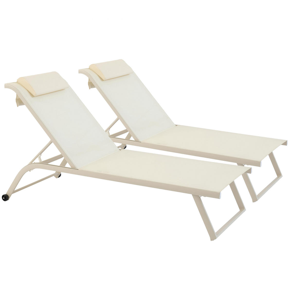 SONNENLIEGE 2-tlg., Weiß - Weiß, Textil (70/69/182cm) - Oviala