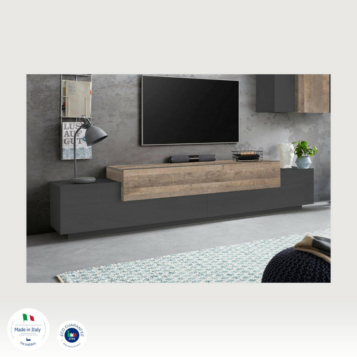 FERNSEHSCHRANK Anthrazit, Ahorn 45/240/52 cm - Schwarz, Holzwerkstoff (240/52/45cm) - DMORA