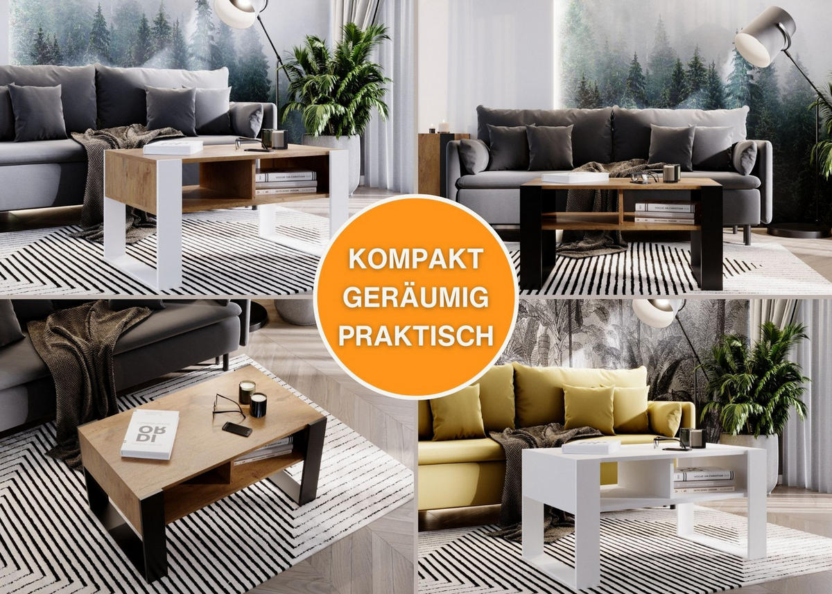 COUCHTISCH Holzwerkstoff rechteckig stabil Nussbaumfarben 45/53,6/92cm - Nussbaumfarben/Weiß, Holzwerkstoff (53.6/92/45cm) - CraftPAK