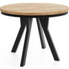 ESSTISCH Strato Black runder ausziehbarer, Eiche Craft braun 80-160/80/77 cm - Eiche Wotan/Schwarz, Holz/Holzwerkstoff (80/80/77cm) - WFL GROUP
