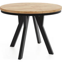 ESSTISCH Strato Black runder ausziehbarer, Eiche Craft braun 80-160/80/77 cm - Eiche Wotan/Schwarz, Holz/Holzwerkstoff (80/80/77cm) - WFL GROUP