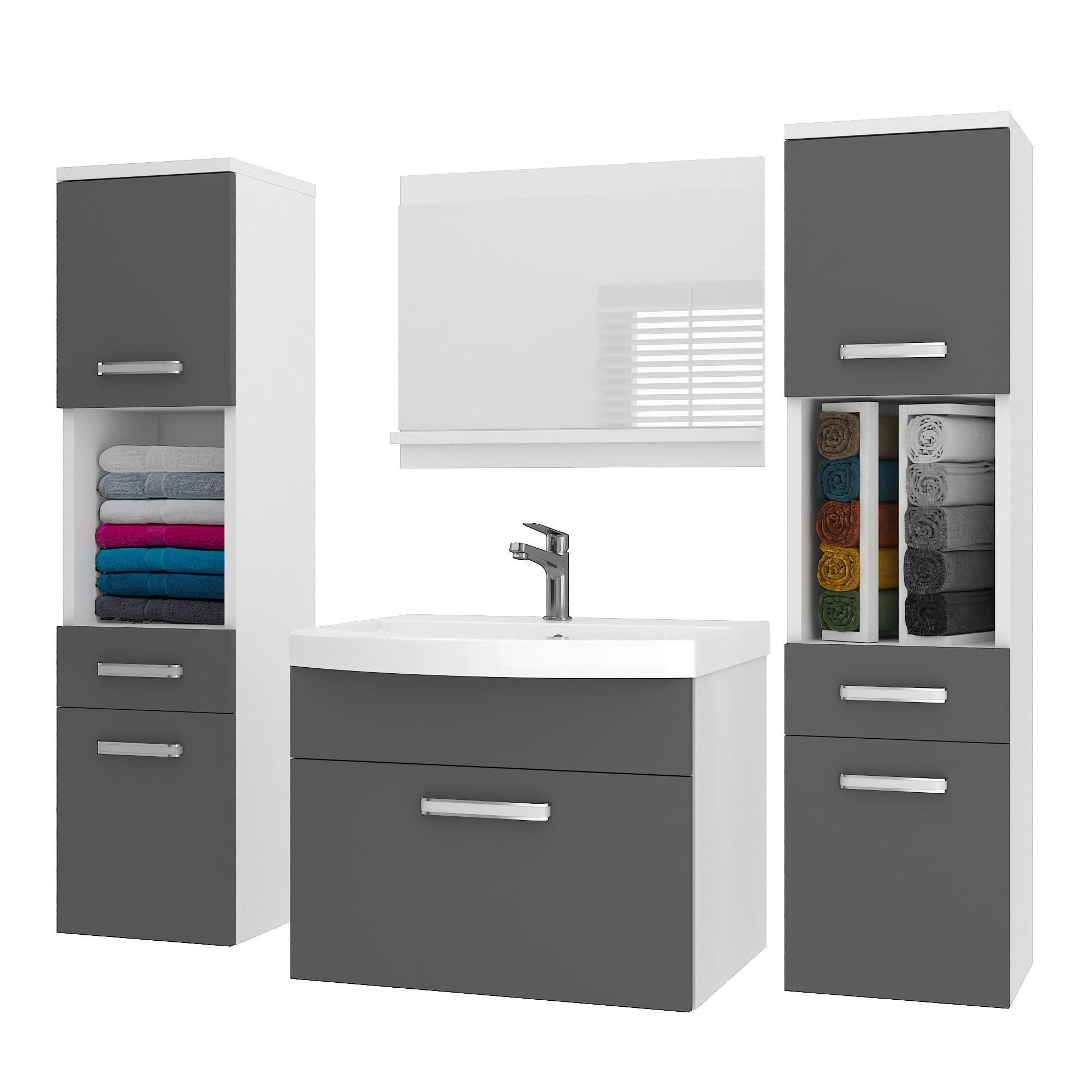 BADMÖBEL Badezimmer SET PRI M6, Grau Matt, 120 cm - Grau, Holz (38.7/113.5/120cm) - B BELINI GROUP