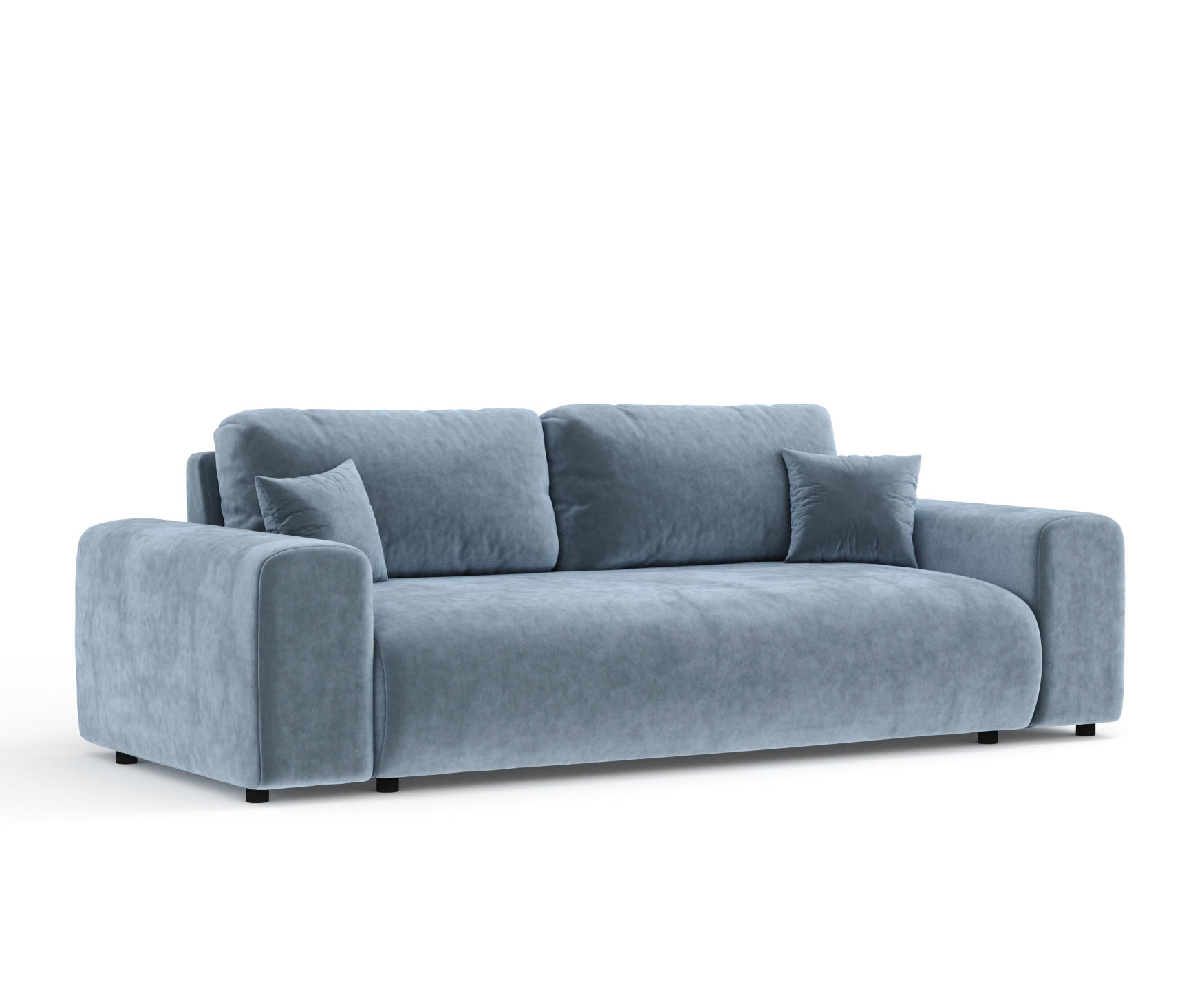 3-SITZER-SOFA Zanzibar Blau Grau Samtstoff - Blaugrau/Schwarz, Holz/Holzwerkstoff (213/79/108cm) - Maison de Reve