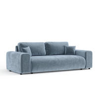 3-SITZER-SOFA Zanzibar Blau Grau Samtstoff - Blaugrau/Schwarz, Holz/Holzwerkstoff (213/79/108cm) - Maison de Reve