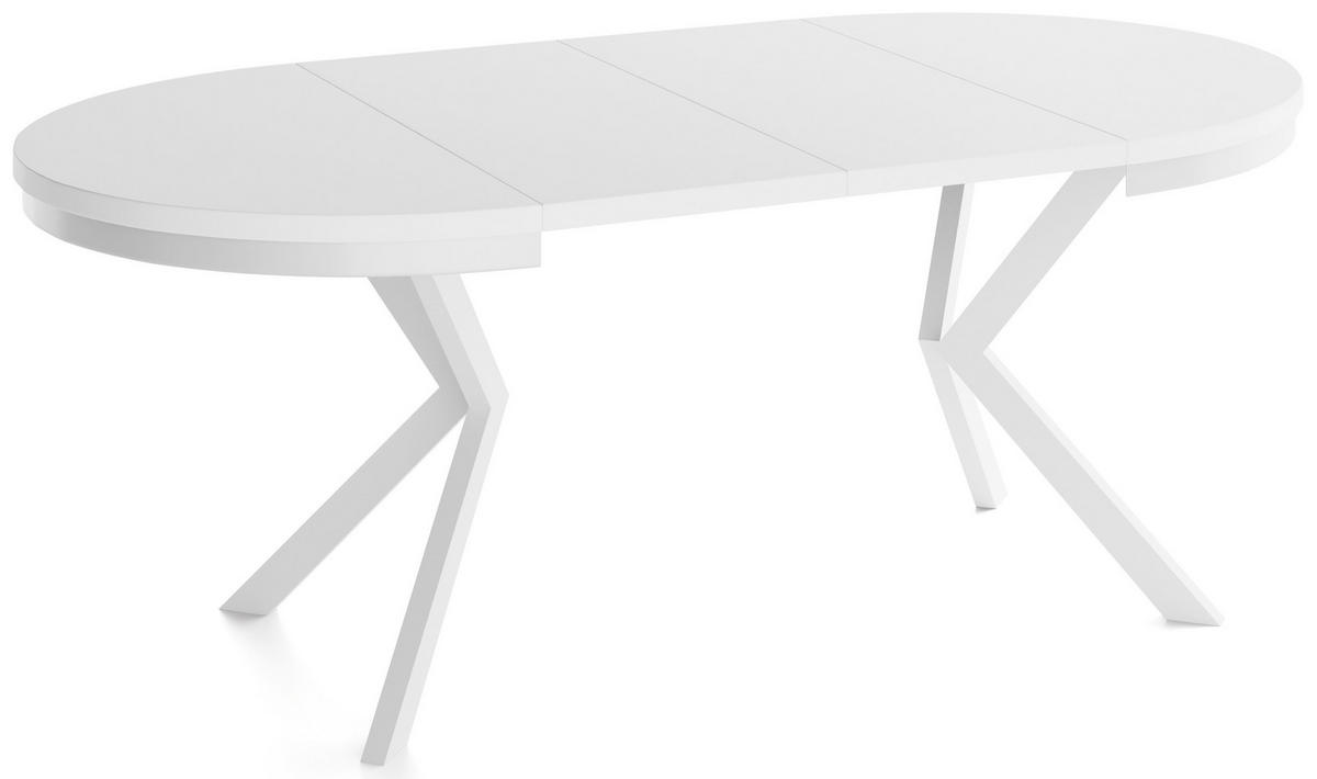 OKRUHLY Rozkladaci Jedalensky Stol - Stol Loft s Bielymi Kovovymi Nohami - 120 až 200 cm - Industrialny Stol - 120 cm - Biely - biela, kov/kompozitné drevo (120/200/76cm) - WFL GROUP