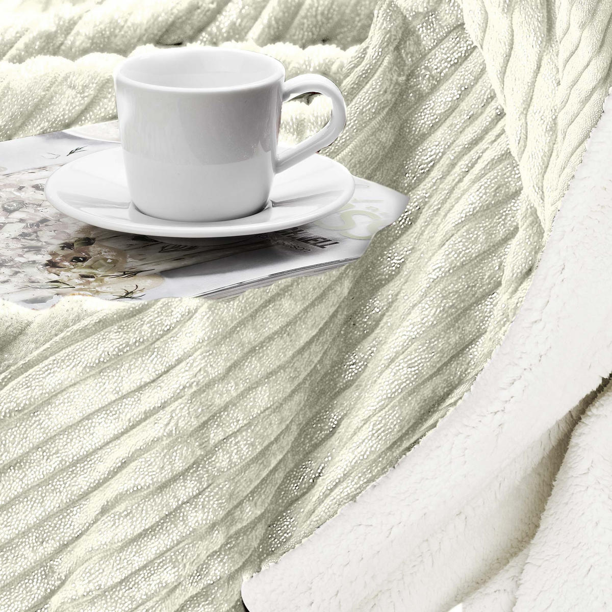 DECKE Elisa 220/240 cm Natur - Beige, Textil (220/240cm) - Beautissu 