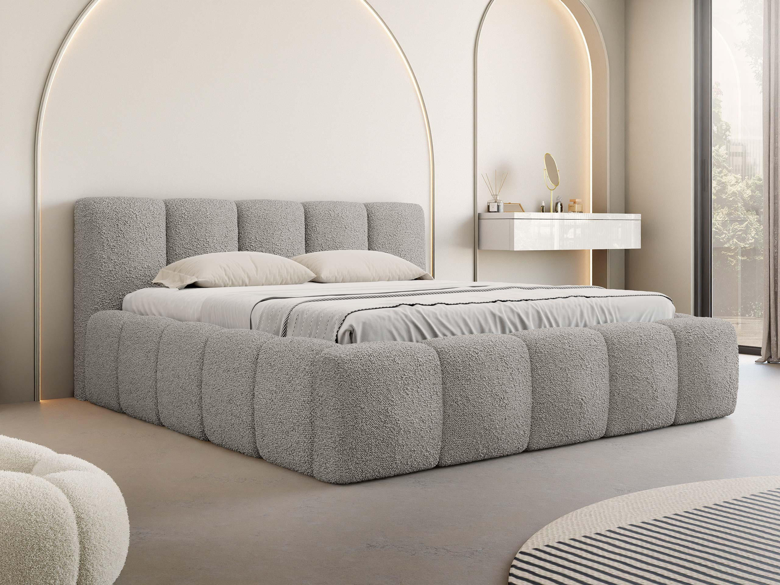 POLSTERBETT Kevson Boucle - Grau, Holzwerkstoff/Textil (140/200cm) - MIRJAN24