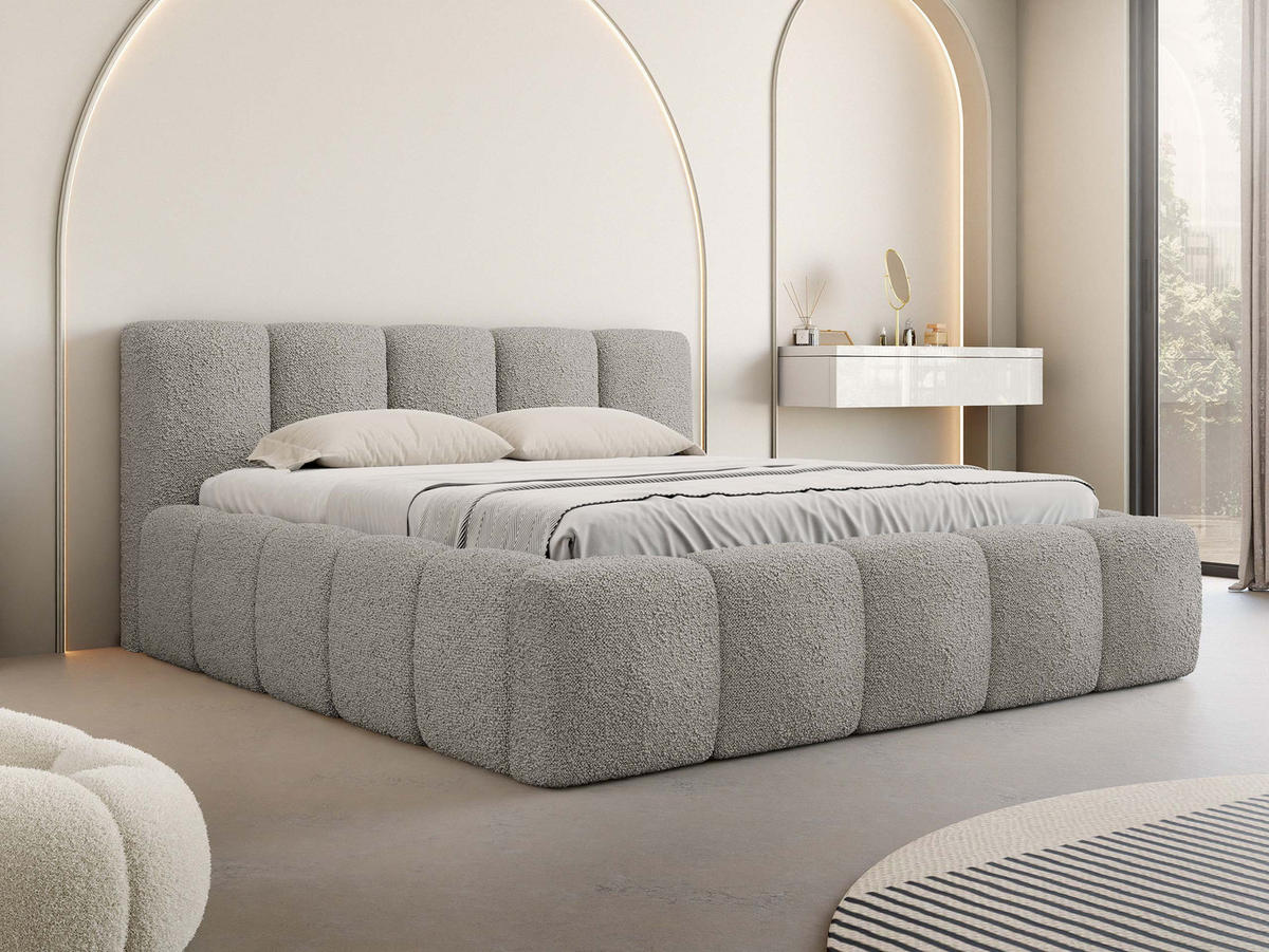 POLSTERBETT Kevson Boucle - Grau, Holzwerkstoff/Textil (180/200cm) - MIRJAN24