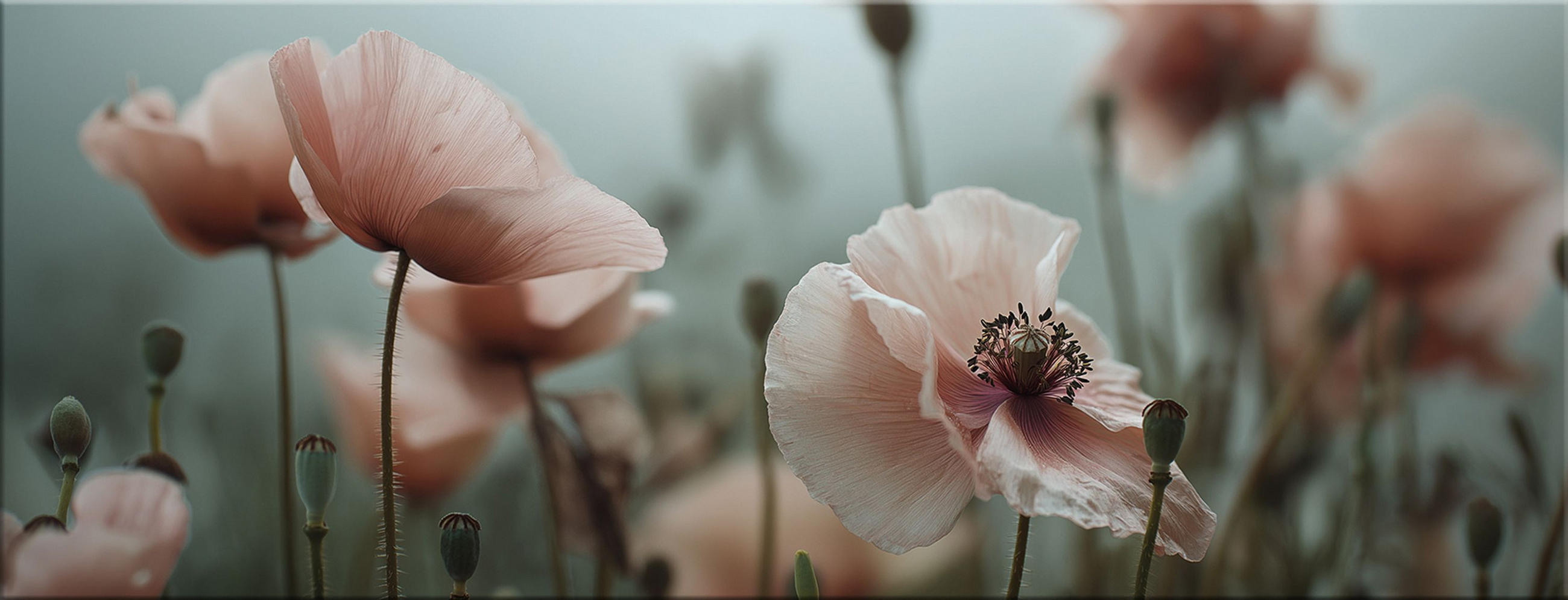 GLASBILD 80x30 cm Mohnblüten rosa Pastell - Beige, Glas (80/30cm) - artissimo