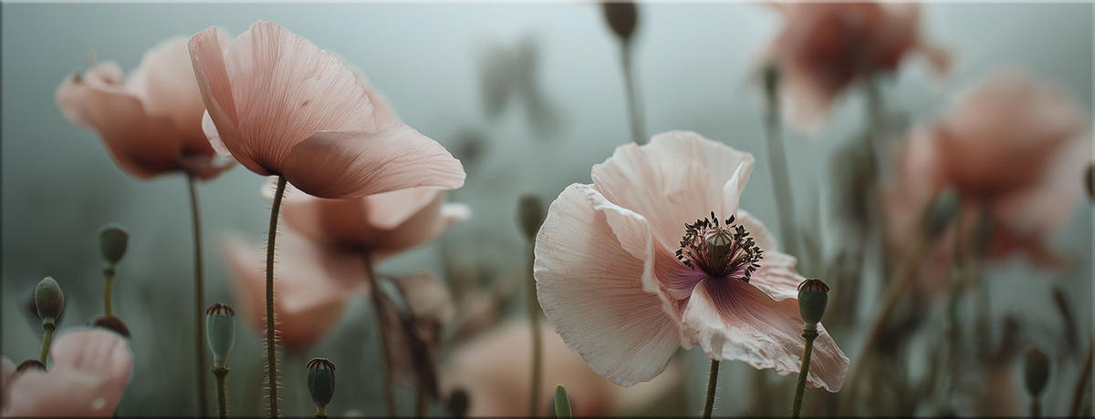 GLASBILD 80x30 cm Mohnblüten rosa Pastell - Beige, Glas (80/30cm) - artissimo