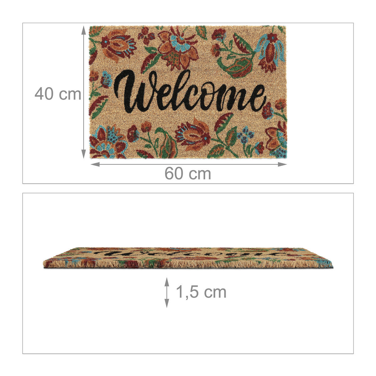 FUSSMATTE - Multicolor, Kunststoff/Textil (60/40cm) - Relaxdays