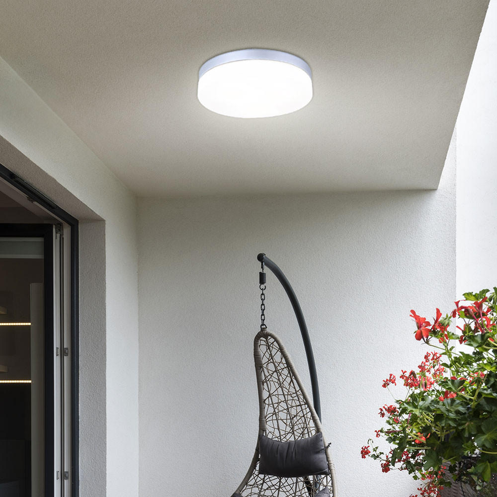 Thumbnail - Globo Lighting Led, Silber, Glas, Rund, F, 30x7x30 cm, Lampen & Leuchten, Außenbeleuchtung, Außendeckenleuchten