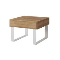 COUCHTISCH Bird Goldene Eiche, mit Schublade - Eichefarben/Silberfarben, Holzwerkstoff (63/63/45cm) - Bettso