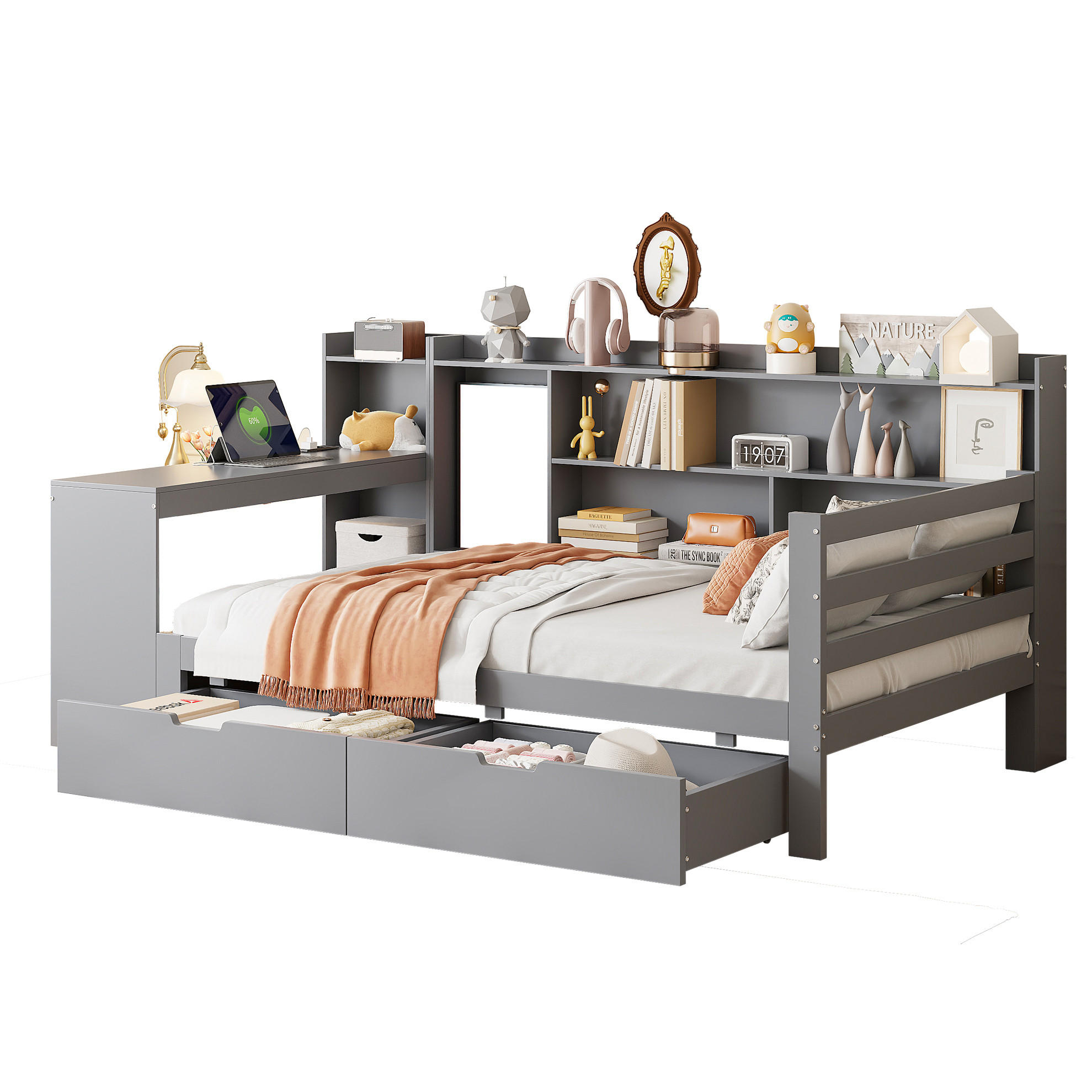 Ivmeu Multifunktionsbett Grau 90x200 cm