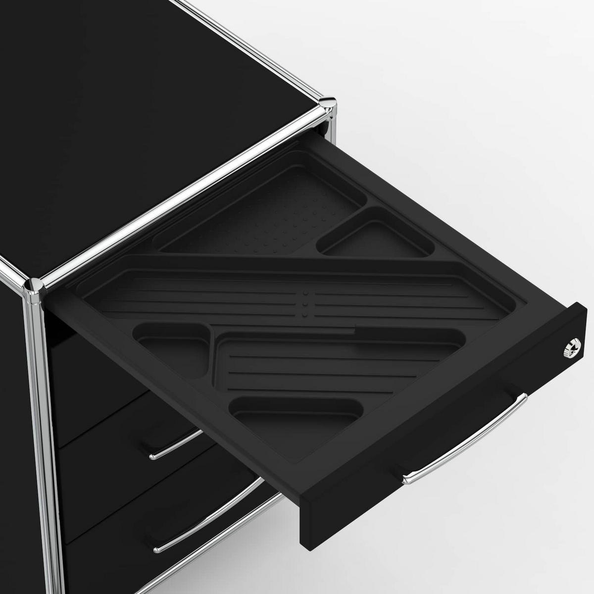BÜRO-STANDCONTAINER Holz, 60 cm, 4 Schubladen, Schwarz - Chromfarben/Silberfarben, Holzwerkstoff/Metall (60/61/60cm) - Versee