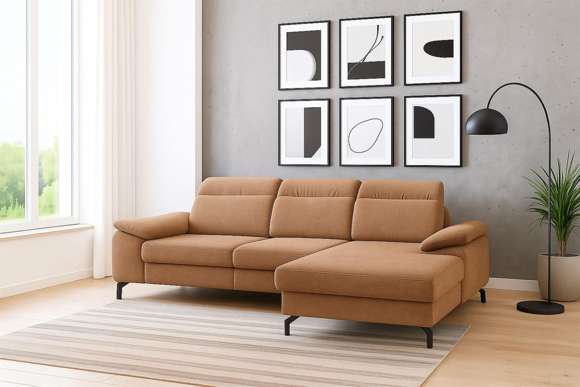 ECKSOFA Margit Mit Schlaffunktion - Braun, Holzwerkstoff/Textil (276/184cm) - Fun Möbel