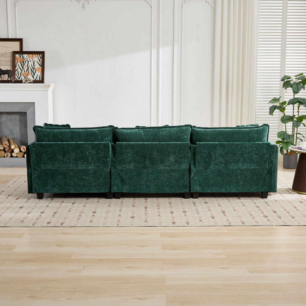 3-SITZER-SOFA aus Chenille mit modularem Aufbau, grün - Grün, Textil (75/84/289cm)
