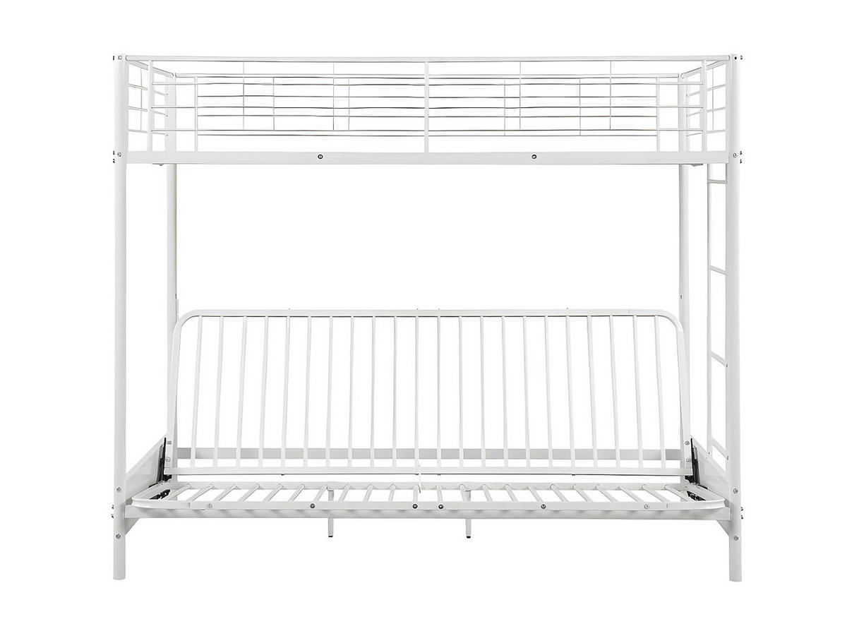 HOCHBETT mit Schlafsofa mit Matratze + Futonmatratze - 90 x 190 cm - Metall - Weiß - MODULO V - Schwarz/Weiß, Metall - Vente-Unique