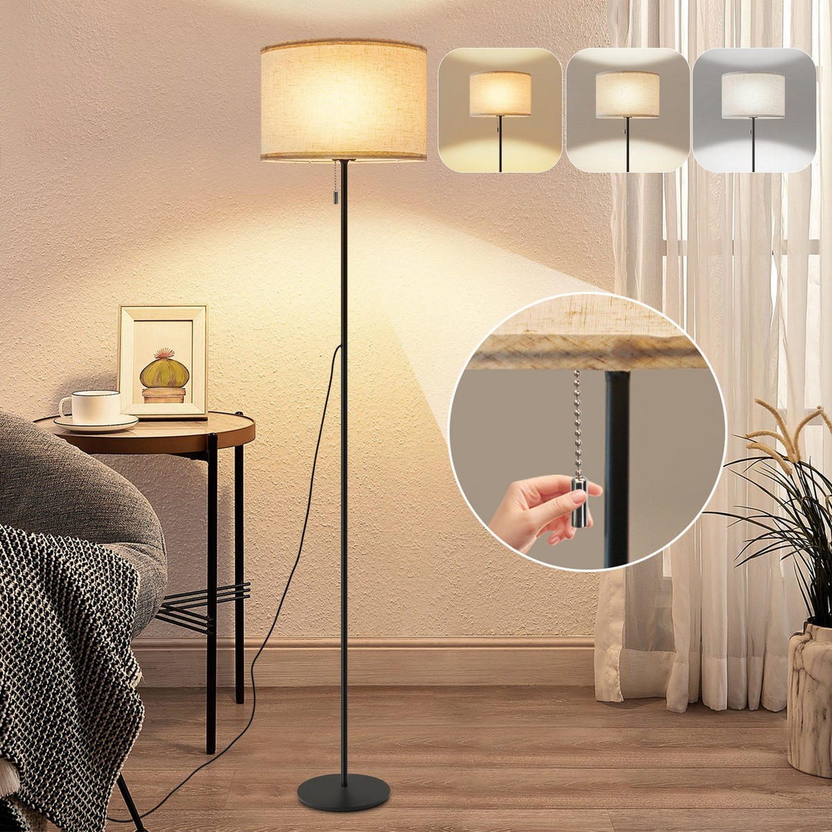 LED-STEHLAMPE Yamamoto 136/16/30cm - Schwarz, Metall (136/16/30cm) - Nettlife