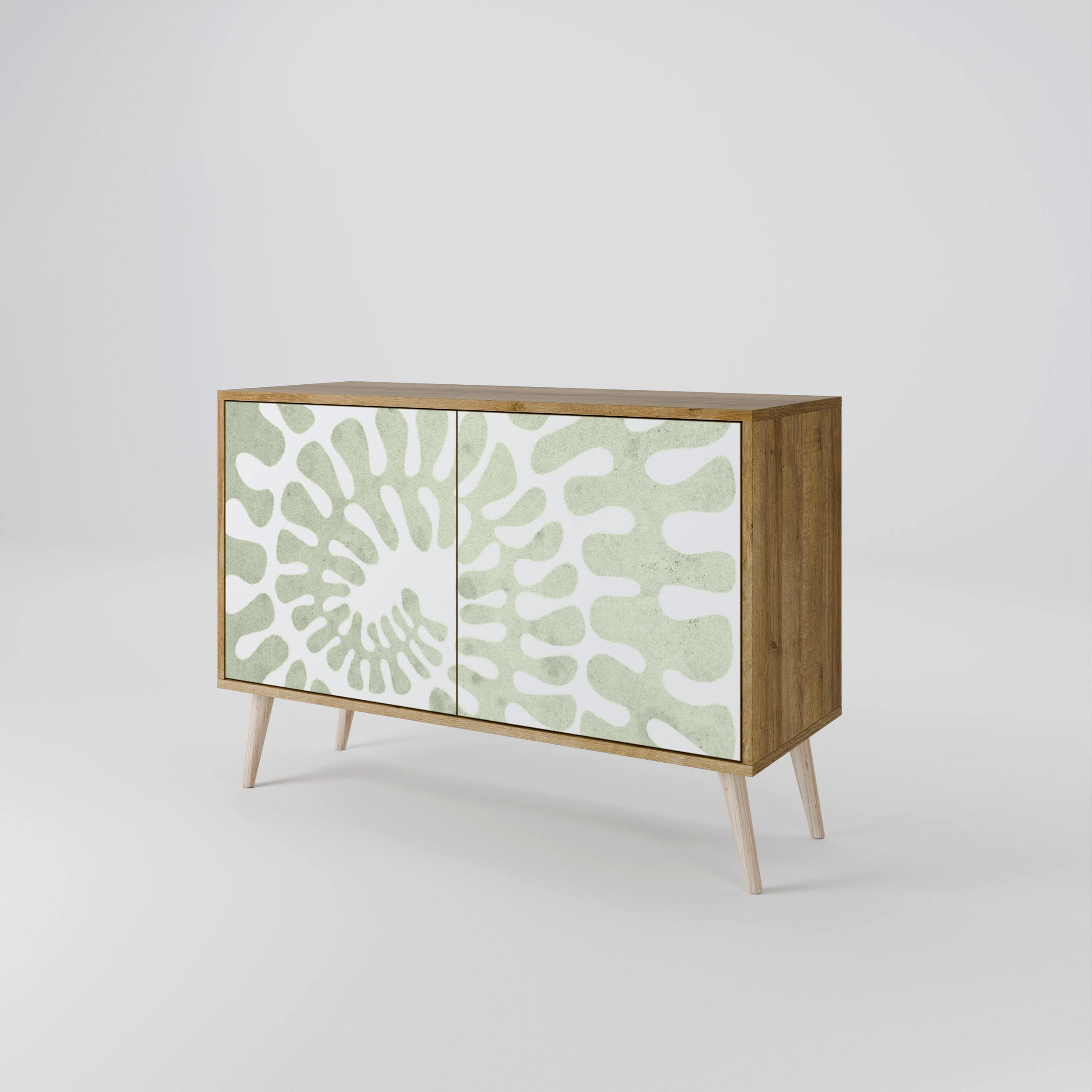 SIDEBOARD HELIX DANCE, Eicheneffekt, 111x42x77,5 cm, 2 Türen - Eichefarben/Buchefarben, Holzwerkstoff/Buchenholz (111/77.5/42cm) - SpaceRebels