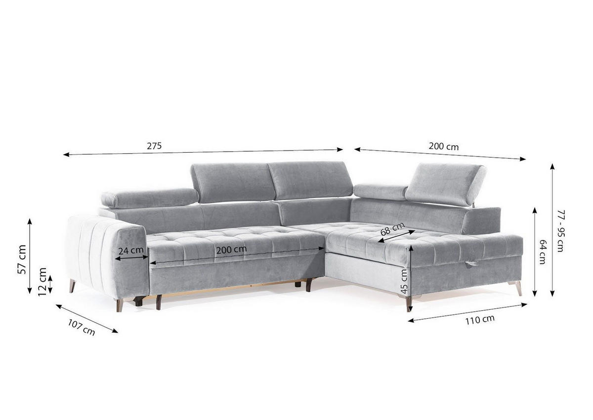ECKSOFA Schlafsofa Agnesa In Salvador - Braun, Holzwerkstoff/Textil (275/200cm) - Fun Möbel