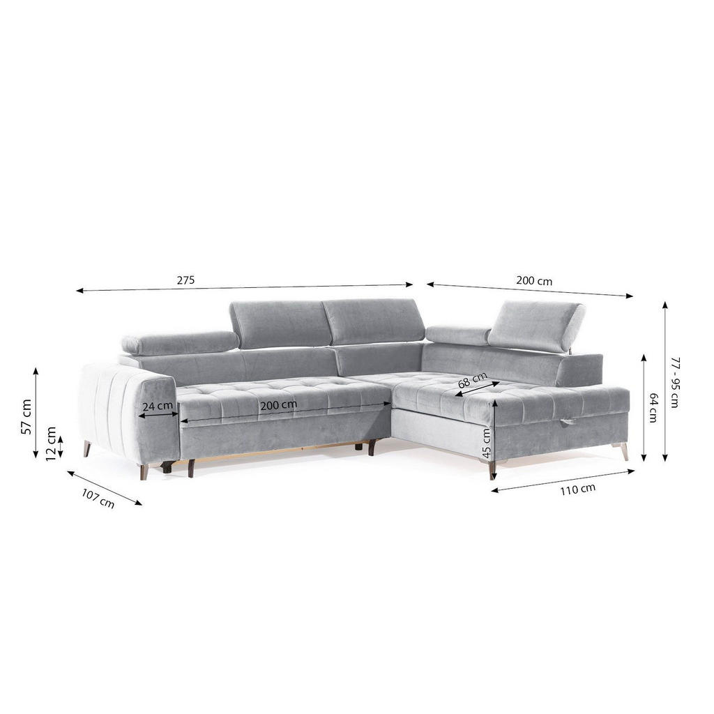 Thumbnail - Fun Möbel Ecksofa, Creme, Textil, L-Form, 275x200 cm, Wohnzimmer, Sofas & Couches, Wohnlandschaften, Ecksofas