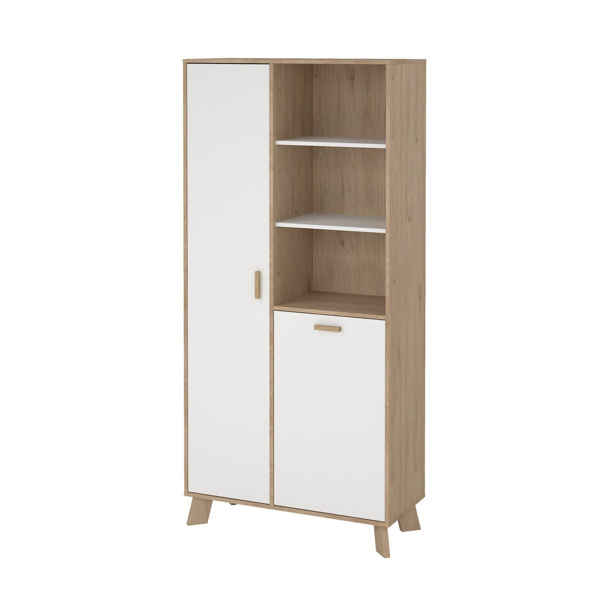 VITRINENSCHRANK, Ikast, Eiche, Holzwerkstoff, 89 x 40 x 189 cm - Weiß, Holzwerkstoff (39.8/188.2/88.7cm) - Calicosy