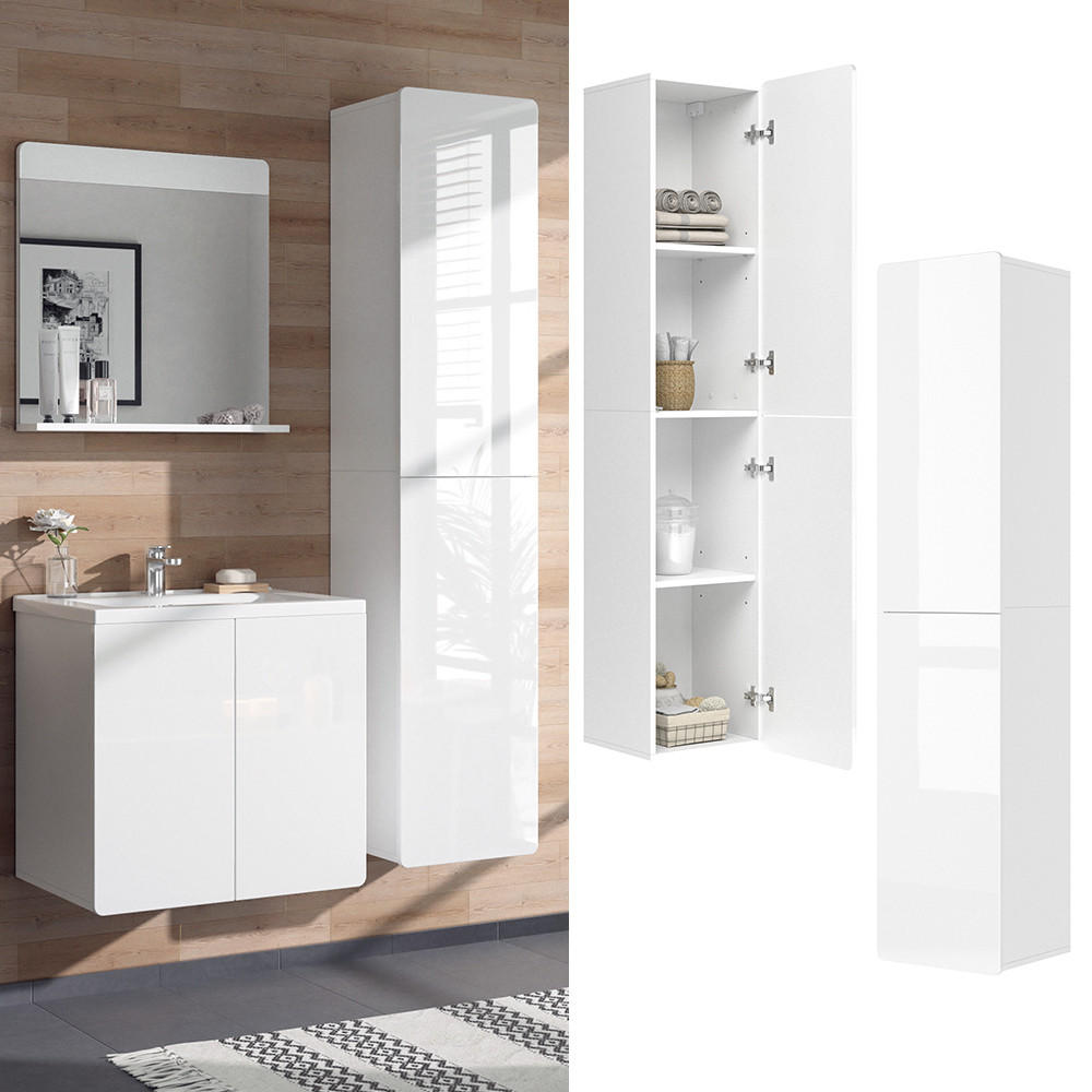 BADSCHRANK Izan Weiß 36.6 x 171.6 cm - Weiß, Holzwerkstoff (36.6/171.6/33.2cm) - Vicco