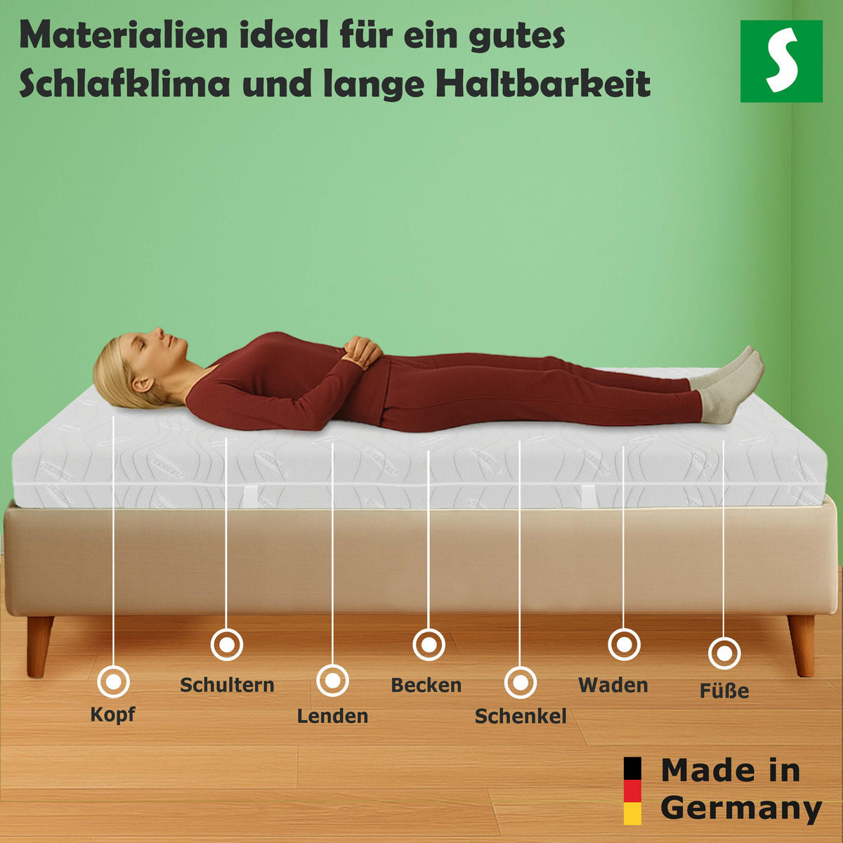KALTSCHAUMMATRATZE 140x200 H2/H3 H2/H3 deLuxe 7 Zonen , Hybrid DUO - Weiß, Textil (140/200cm) - Schlaftroll