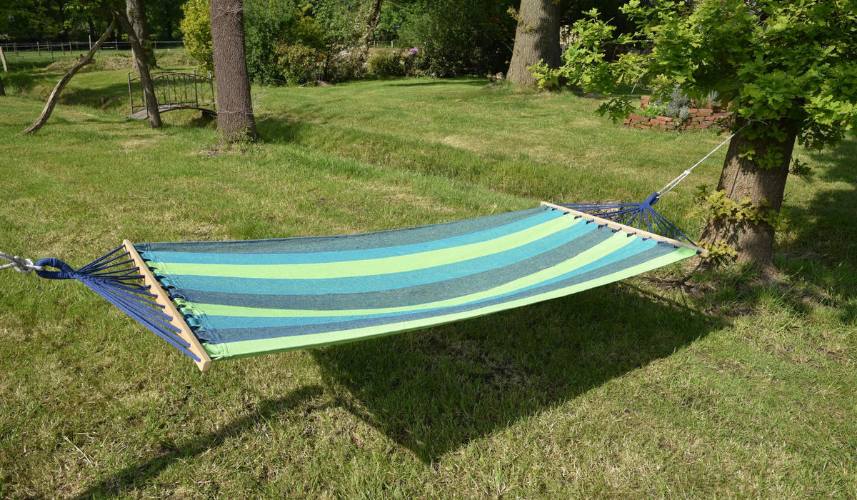 HÄNGEMATTE Trier Grün Kastanie Relaxmatte zum Hängen - Grün, Holz (100/20/280cm) - DELUKE