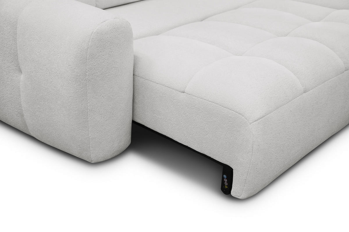 ECKSOFA LUMERO 4-Sitzer RECHTS, hellgrau - Hellgrau/Schwarz, Holz/Textil (275/166cm) - Courtois Laville