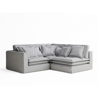 ECKSOFA Amalfi Hellgrau Webstoff - Hellgrau/Schwarz, Holz/Holzwerkstoff (238/222cm) - Maison de Reve