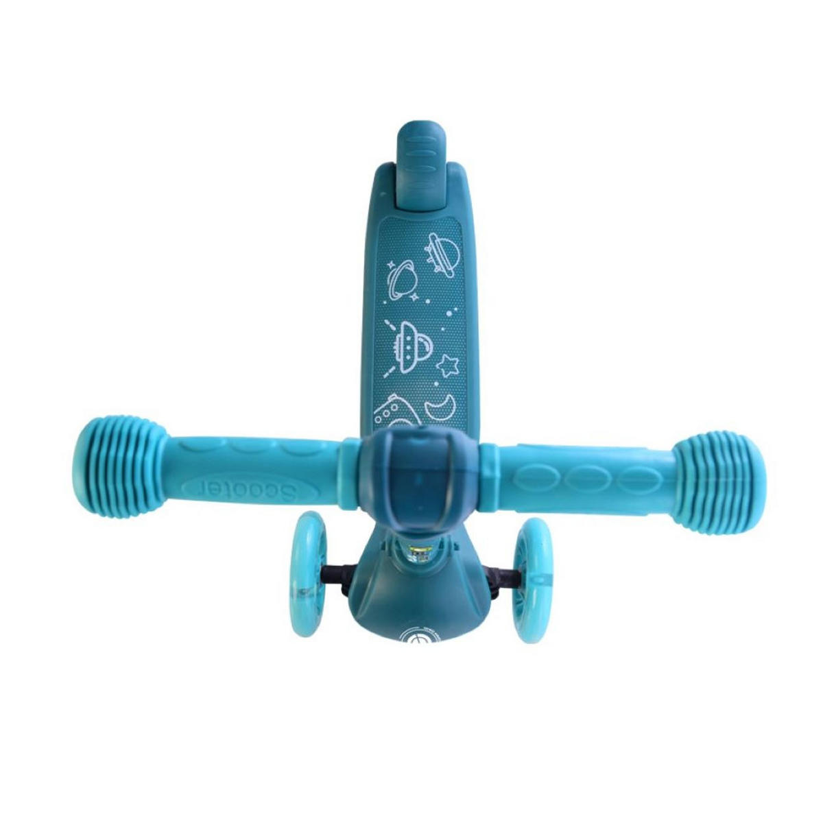 KINDERROLLER Tamtam 3 Räder türkis höhenverstellbar, Leuchträder, Fußbremse - Türkis, Metall (52/26/77cm) - Lorelli