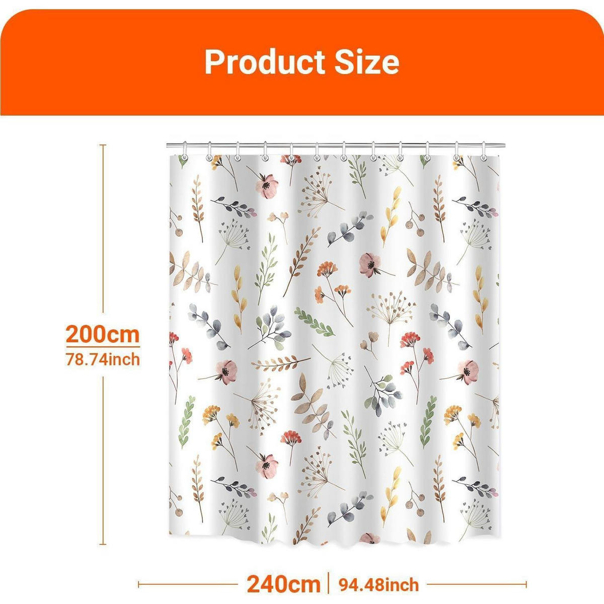 DUSCHVORHANG Grasblätter 240 x 200 cm - Multicolor, Textil (240/200cm)